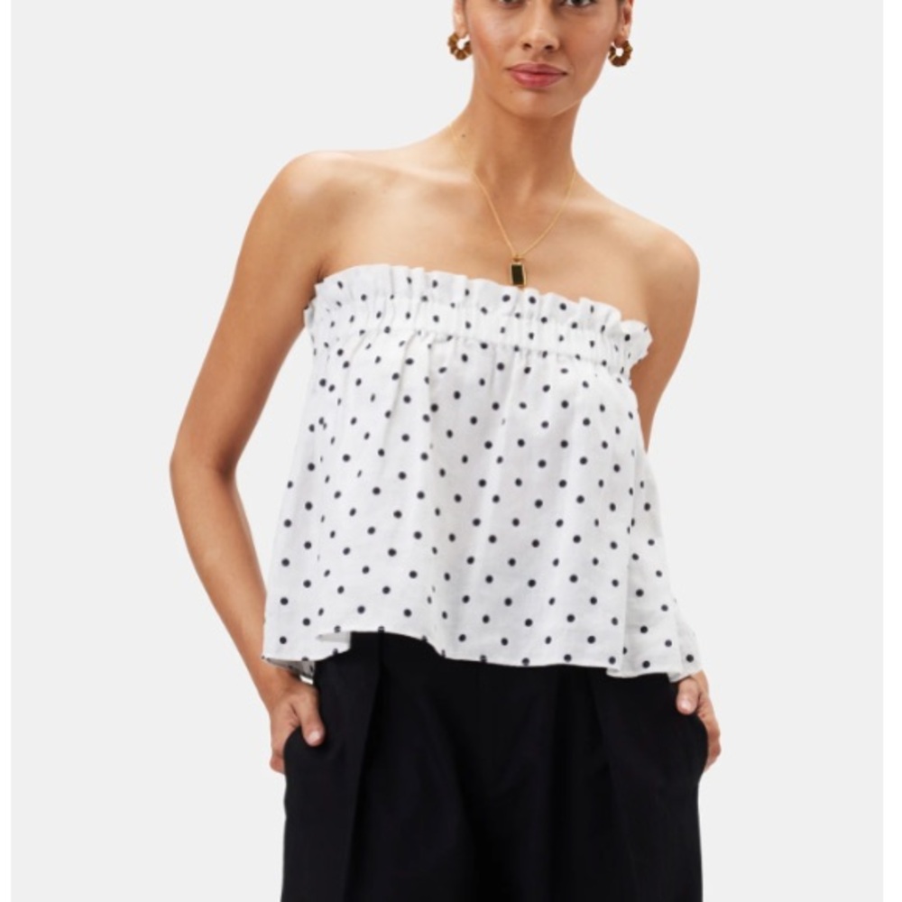 White Smocked Ruffled Blouse